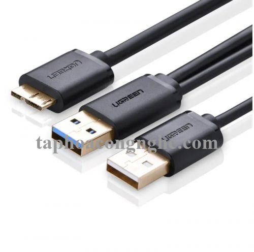 Ugreen 10898 0.5M màu Đen Cáp USB 3.0 sang MICRO USB 3.0 cho ổ cứng hỗ trợ nguồn US140 30010898